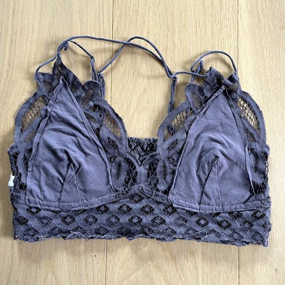 Free People Adella Bralette Purple Lace Size Large - Picture 4 of 5